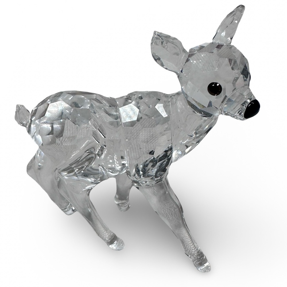 Swarovski Crystal Fawn Deer Figurine 235045 Rare Encounters Clear Black Eyes